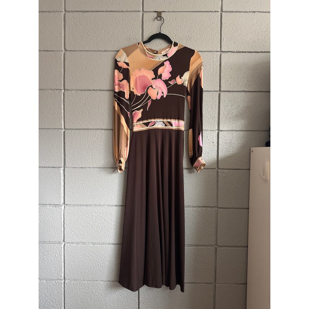 Vintage Leonard Paris 1970s 100% Silk Midi Dress size 2/4